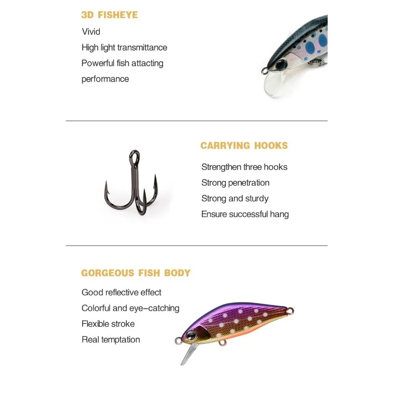 Señuelo de pesca duro de alta calidad, cebo de corriente hundida para trucha Lucio perca lubina, diseño japonés, 45mm, 4G, 1 pieza - imagen 5