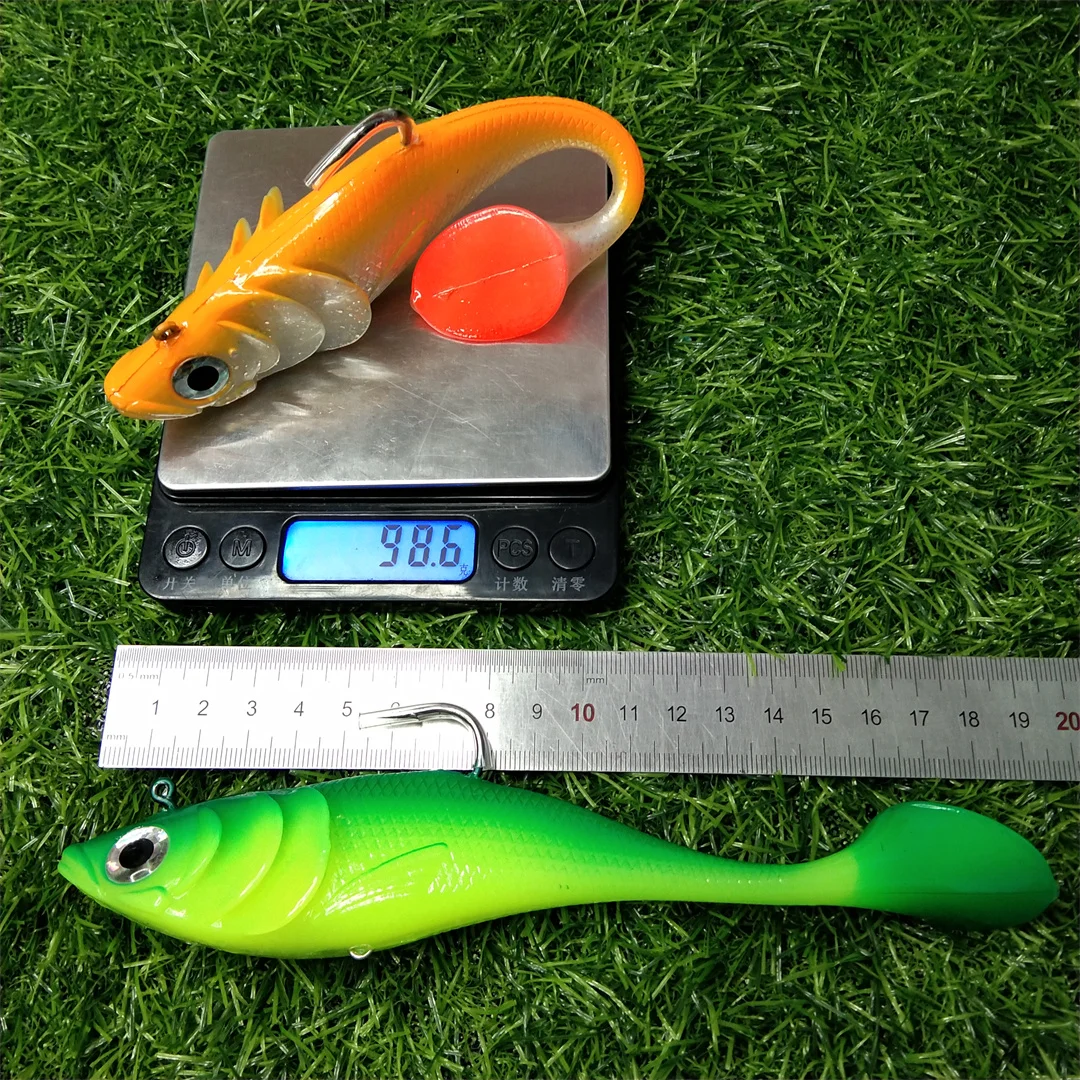 1 unidad de anzuelo con cabeza de anzuelo de 190mm y 98g, cebo suave de silicona, Señuelos de Pesca Wobblers, Swimbait de goma Artificial para sábalo, lubina, carpa, Leurre - imagen 2