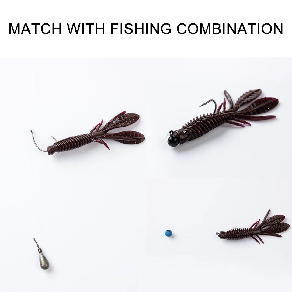 WALK FISH-Cebo flotante para Pesca de camarones, cebo de plástico suave Artificial elástico, 10 unids/lote, 65mm/2g - imagen 5