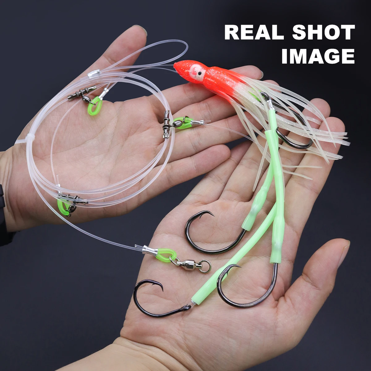 ZYZ-aparejos de aguas profundas con 4 anzuelos circulares de alta resistencia, aparejos de cebo de pesca de agua salada para atún, delfín, Marlin, pargo - imagen 5