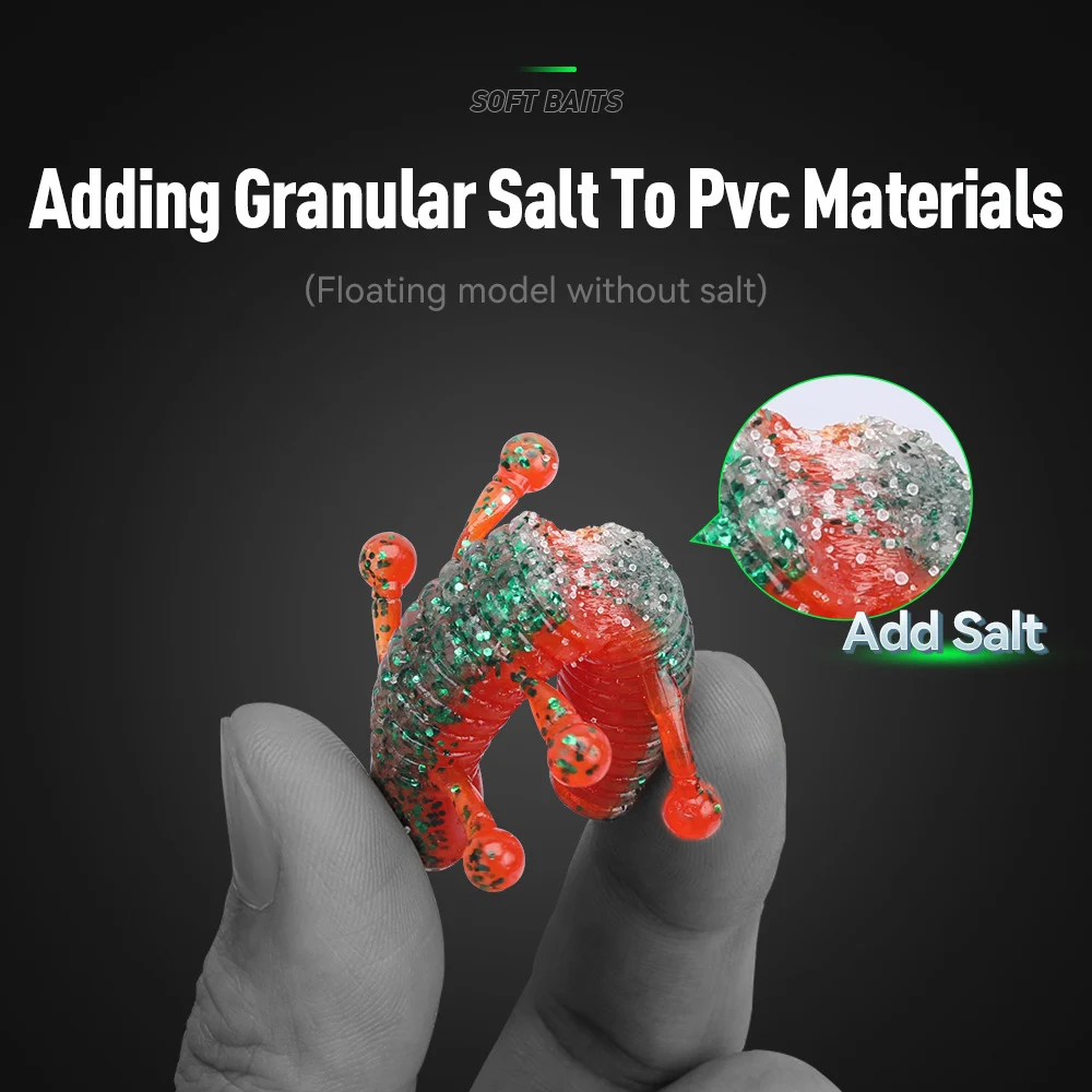 Kingdom Dancing-Señuelos de pesca blandos con patata, 3,2g, 6g, 45mm, 55mm, cebos blandos que se hunden en PVC, añade sal, olor a pescado, 8 Uds., 7 Uds. - imagen 3