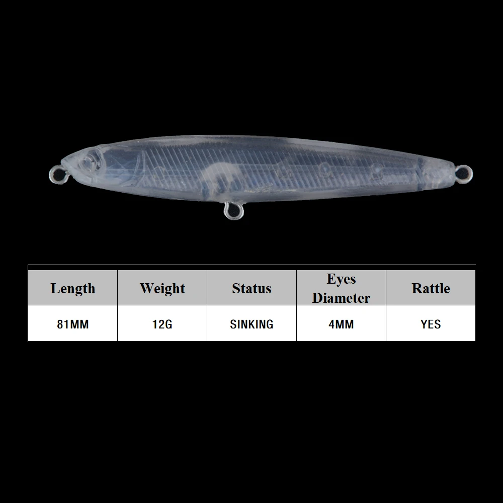 Chan'sHuang 20 piezas cebo en blanco sin pintar 81mm 12g sonajero que se hunde lápiz DIY señuelo de pesca Artificial - imagen 2