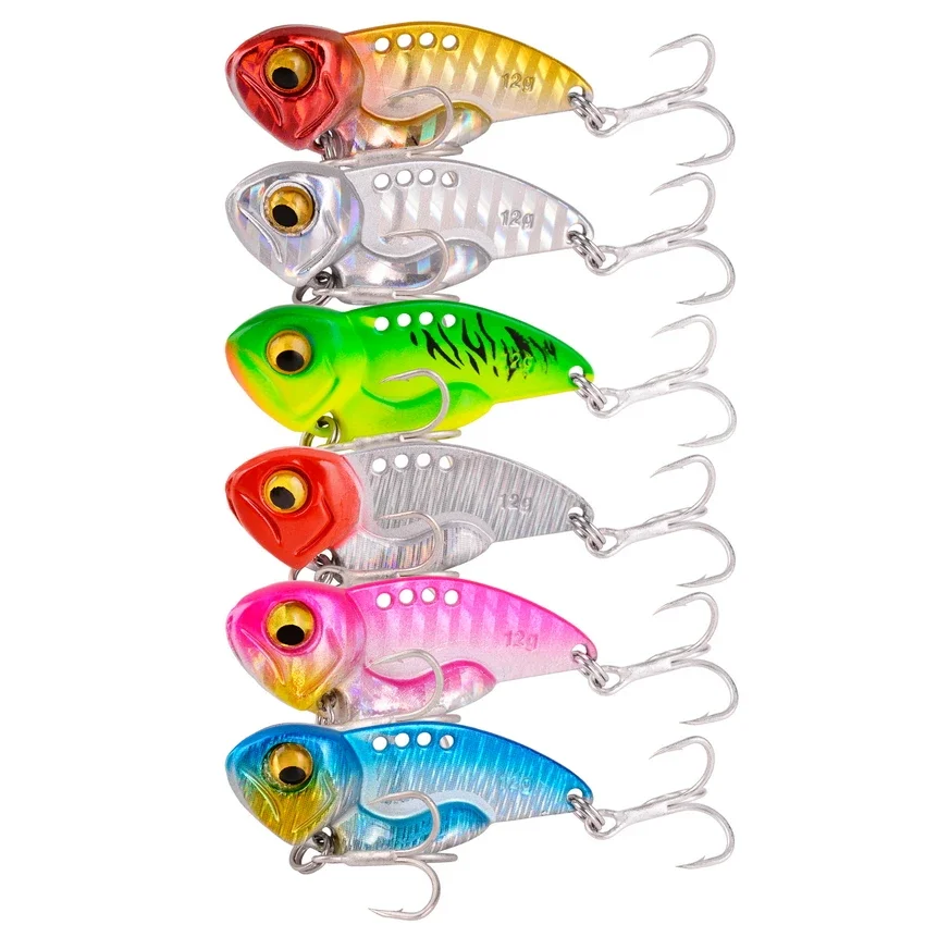 12 Uds Metal VIB 5 7 10 12 14g señuelo de pesca cuchara vibratoria Spinner Crankbait Bass cebo duro Artificial cigarra aparejos de pesca - imagen 5