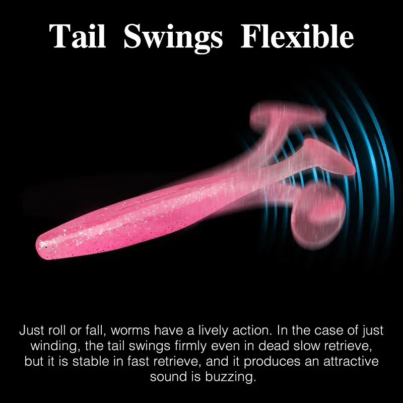 TSURINOYA señuelos blandos 3,5 pulgadas 6g T cola bailarina cebo de pesca agregar sal gusano Wobblers Artificial Shinner cebos de silicona aparejos de pesca - imagen 4
