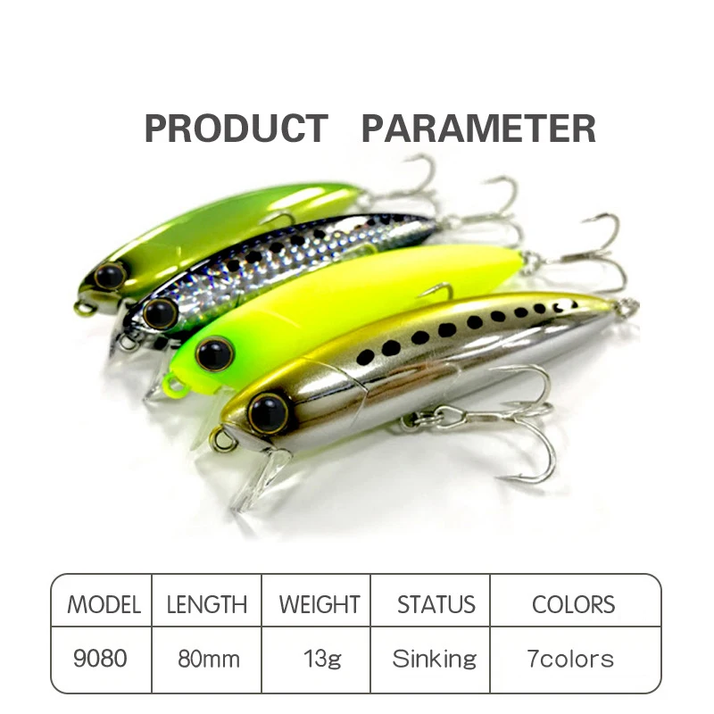 Señuelo de pesca de 13g y 80mm para piscardo, Mini Wobblers para trucha, salmón, Micro cebos, se hunden rápidamente, gancho triple, señuelos duros japoneses - imagen 2