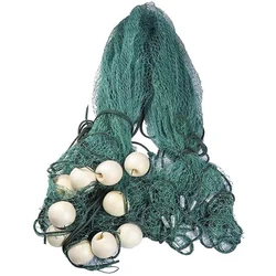Red trenzada Lawaia con flotadores y plomos – Verde oscuro agua salada