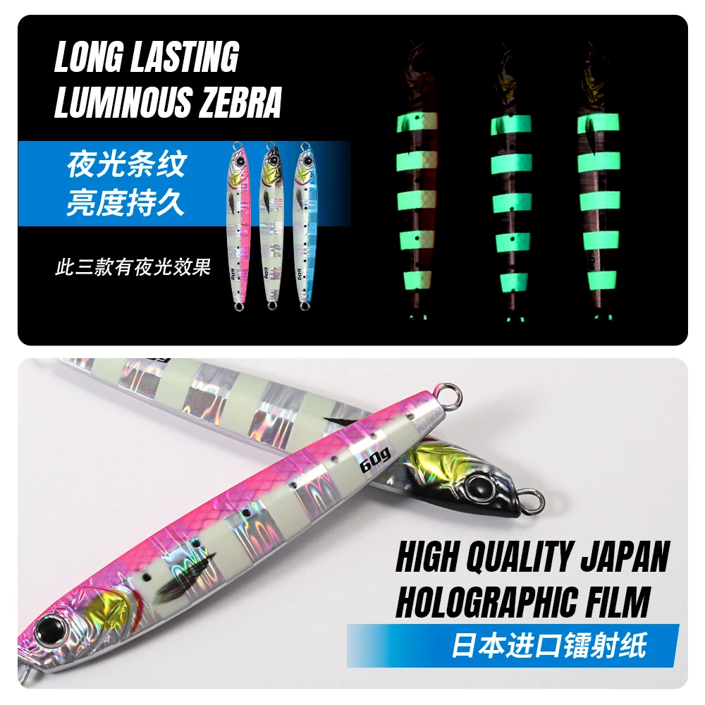 JIGGING PRO 40g 60g 3D Jig Minnow Casting Jig Shore Jigging señuelo pesca en el mar plantilla de Metal cebo - imagen 5