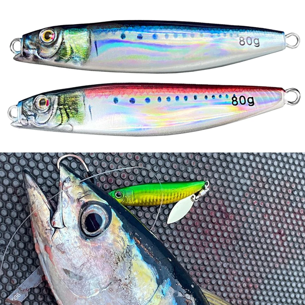 Plantilla de Metal para pesca en el mar, señuelo de pesca con impresión 3D de lubina, pequeño gato, aparejos de cebo, trucha, orilla, arrastre lento, fundición, atún, señuelo de agua salada, 7,5 cm, 40g - imagen 5