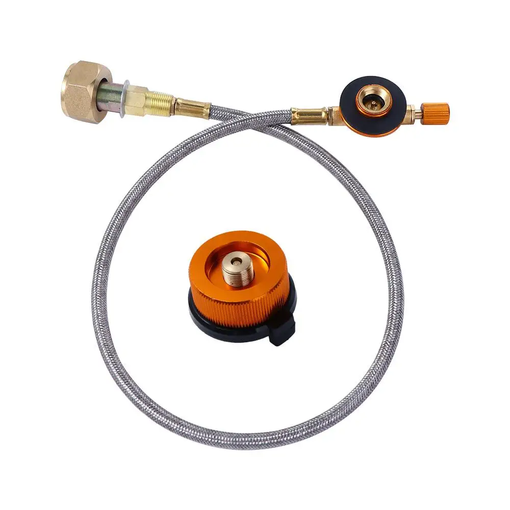 Válvula de carga de Gas GLP para tanque cilíndrico, adaptador de contenedor de recarga de propano duradero, acoplador de estufa de Gas, tubo de Metal para estufa