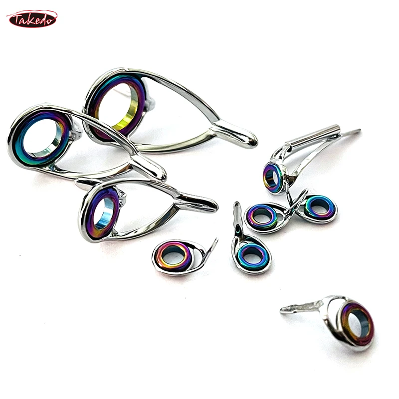 TAKEDO TN18 9 Uds. Anillos de cerámica de acero inoxidable con luz de fundición, Kit de reparación de guías de varilla, accesorios de repuesto para pesca - imagen 5