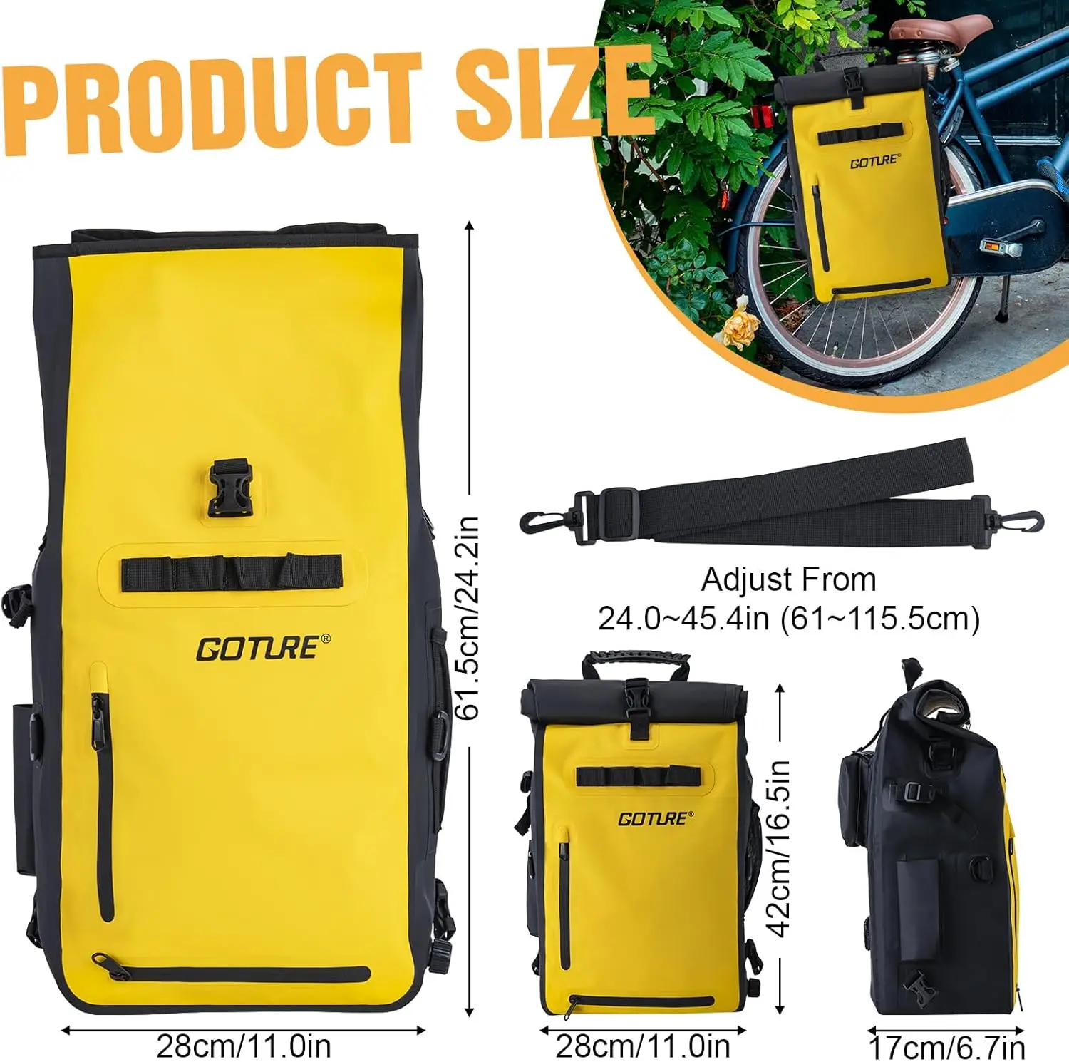 Goture-mochila para bicicleta, 25L, 500D, PVC, bolsa para aparejos de pesca con válvula de escape, impermeable, para bicicleta, pesca, canotaje, 3 colores - imagen 3