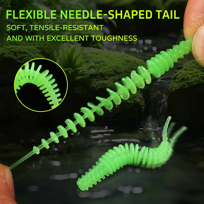Cebo suave supercontinente, nueva aguja de 5cm/4cm, Señuelos de pesca de cola, cebo tremor que se hunde, señuelo de pesca suave, gusanos de pescado lur - imagen 5