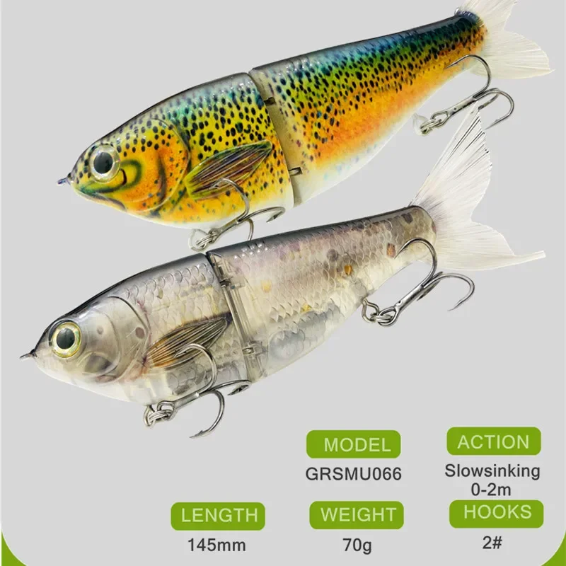 Cebo articulado de 145mm y 70g, Señuelos de Pesca Swimbait de cuerpo duro, aparejos de pesca de Lucio - imagen 2