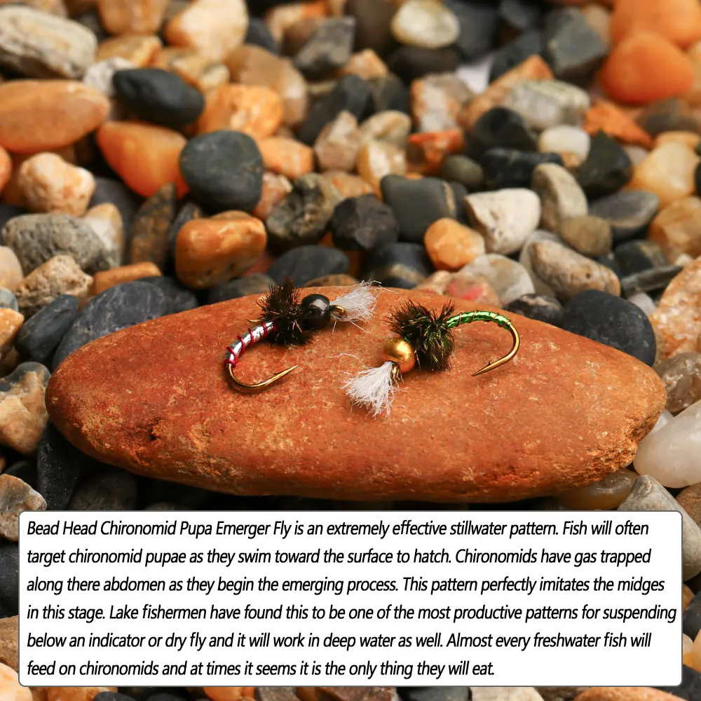 Bimoo-Señuelos de Pesca con cabeza de cuentas de latón, 6 piezas, #12, #14, #16 - imagen 5