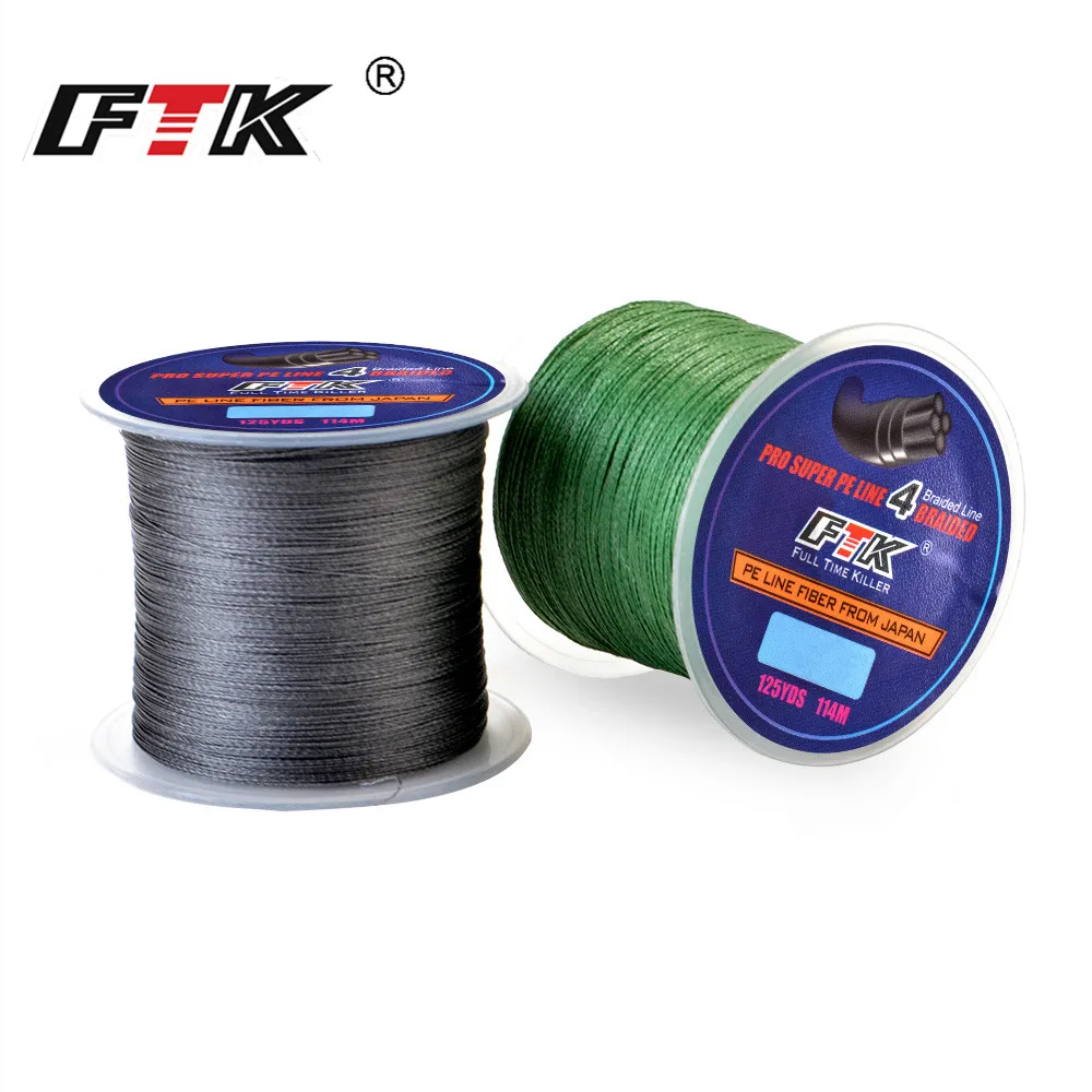 FTK 114M 4 hebras hilo de pescar trenzado 8LB-60LB multifilamento Dyneema PE línea 0,1mm-0,4mm alambre de pesca de carpa agua dulce - imagen 5