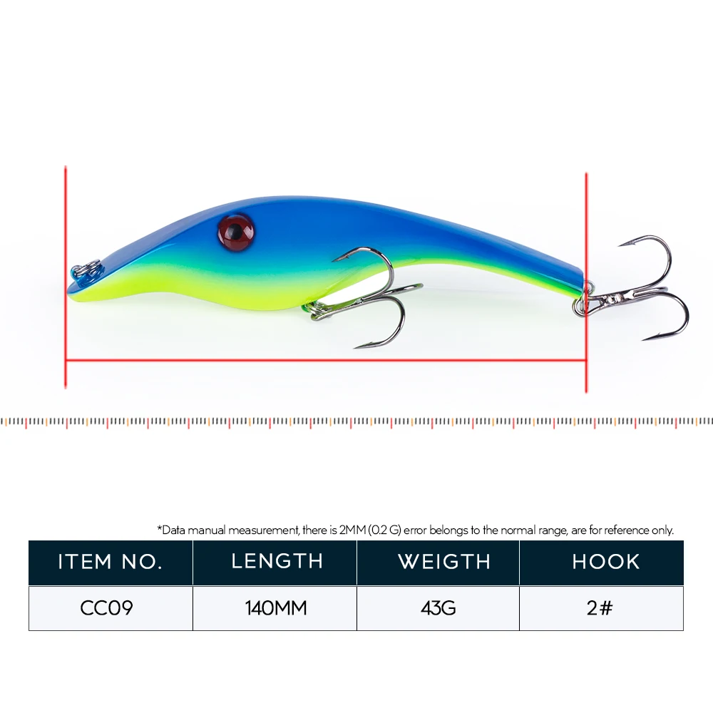 Hanlin-señuelo de pesca hundido Jerkbait, 140mm, 43g, alta calidad, vida corporal como acción de natación para Lucio, pesca de lubina almizclada - imagen 2