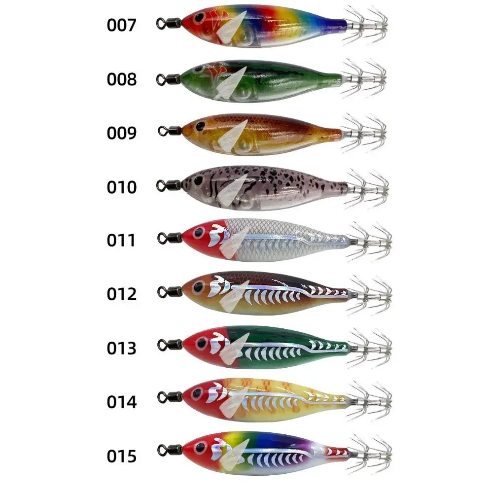 Señuelo de pesca de calamar de 80mm, 5,7g, anzuelo de calamar Artificial, plantillas de madera noctilucente, Spinnerbait, pesca en el mar - imagen 3