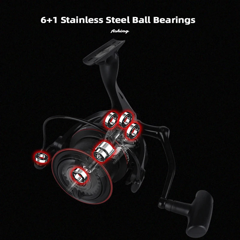 MIFINE-carrete de pesca para yate, bobina de 18KG, arrastre máximo 4,6: 1, relación de engranaje, para carpa, agua salada, agua dulce, Metal, 6 + 1BB - imagen 2
