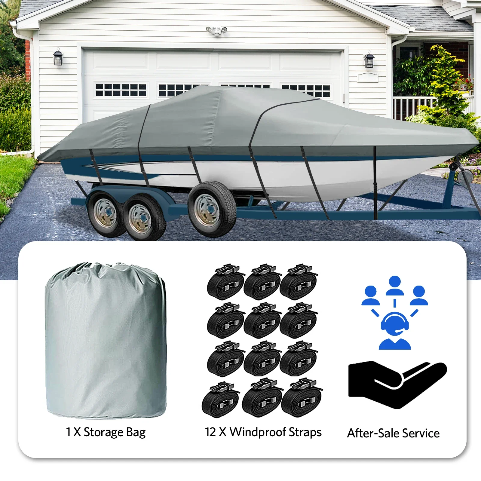 Cubierta de barco de alta resistencia, cubierta 100% impermeable, adaptable a v-hull, tri-hull, cubierta para lancha rápida de pesca - imagen 4