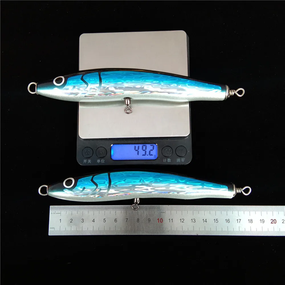 Swolfy, 1 unidad, 17cm, 49g, cebo de madera, señuelo de pesca de barco de aguas profundas, cebo Artificial, señuelo de pesca, cebos de lápiz de madera - imagen 5