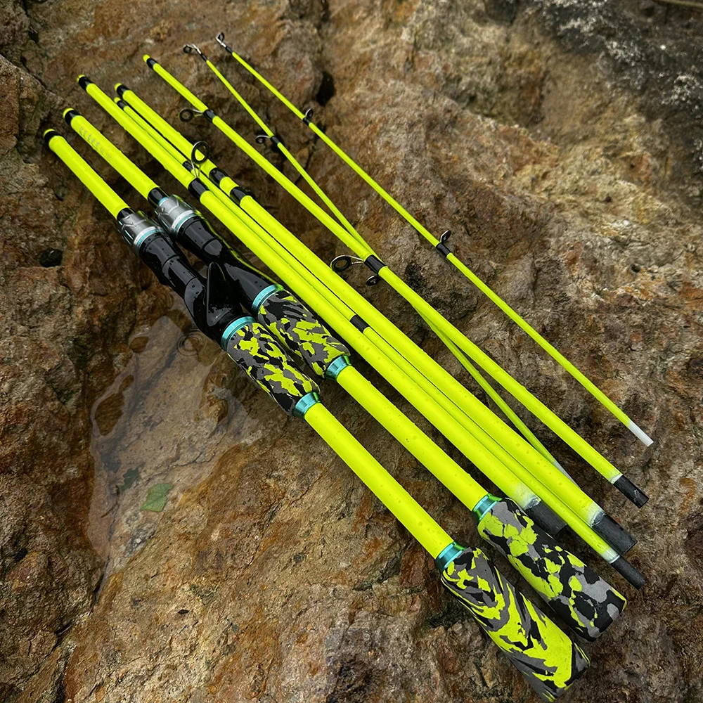 Caña de pescar de carbono ML, caña de pescar para barco de viaje, 4/5 secciones, Mini caña corta de 1,8 m/2,1 m, caña amarilla/verde para sal/agua dulce - imagen 3