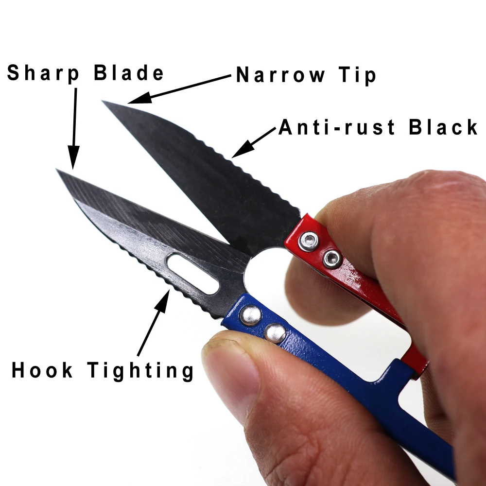 Wifreo, 1 unidad/2 uds., tijeras para atar moscas en forma de U, cortaúñas de costura, Mini tijeras, pinza de recorte, tijeras cortadoras de hilo de pesca - imagen 2