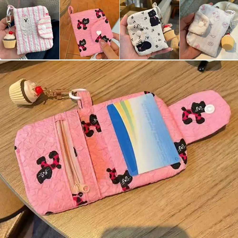Monedero informal de lona con forma de Animal, monedero multicapa con gato/oso/ambino, Mini tarjetero de dibujos animados para auriculares