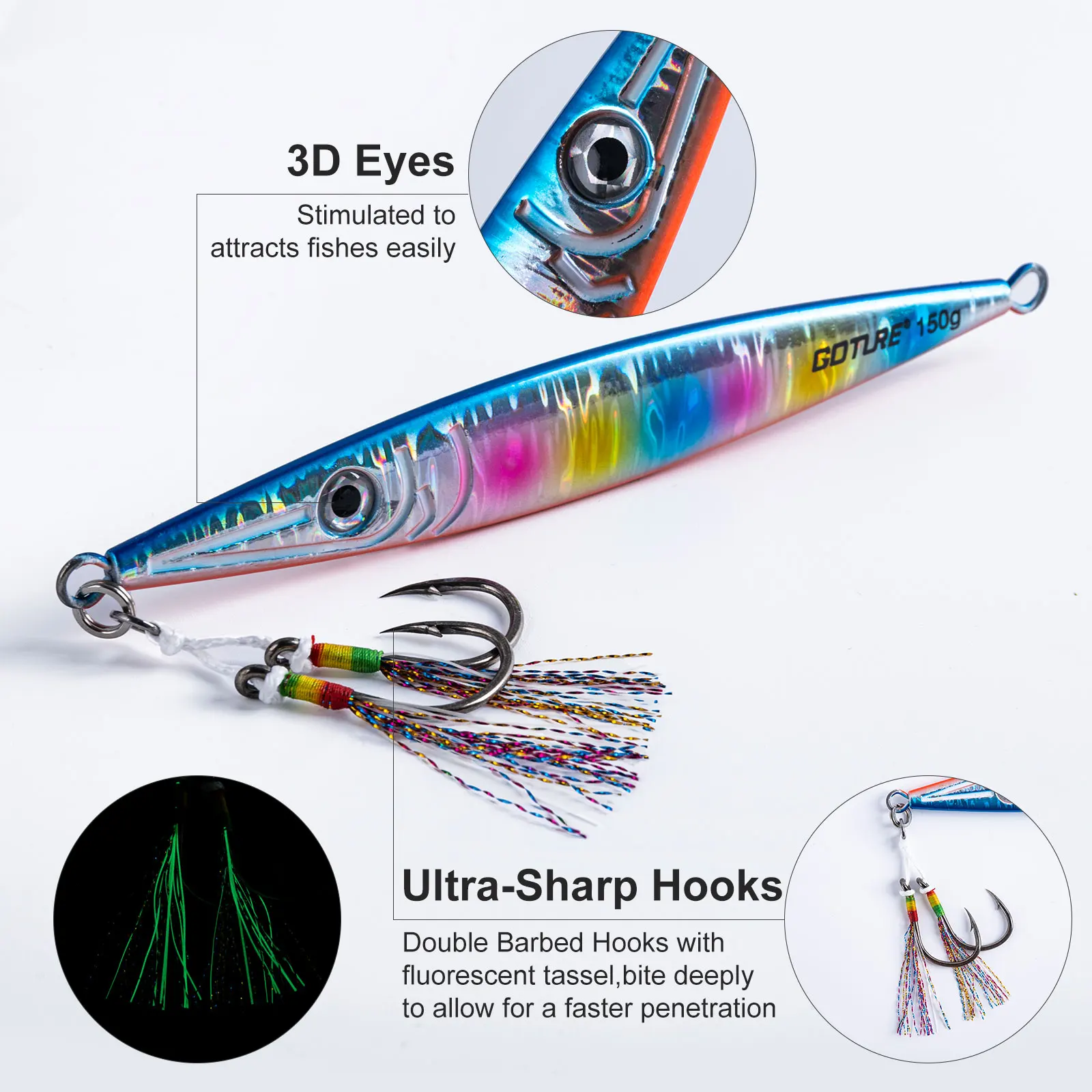 Goture Señuelo Luminoso Hundimiento Rápido Pesca Vertical Agua Salada - imagen 4