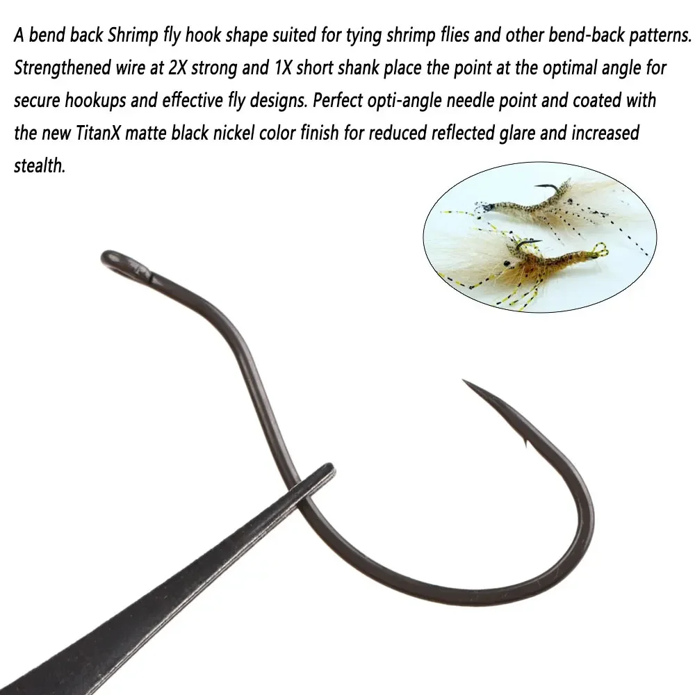 20 piezas # 4 ~ 2/0 C84BAP 2X anzuelo para moscas de camarones con espalda curva fuerte para moscas de camarones grandes serpentinas con espalda curva ninfas Señuelos de pesca de mar - imagen 5