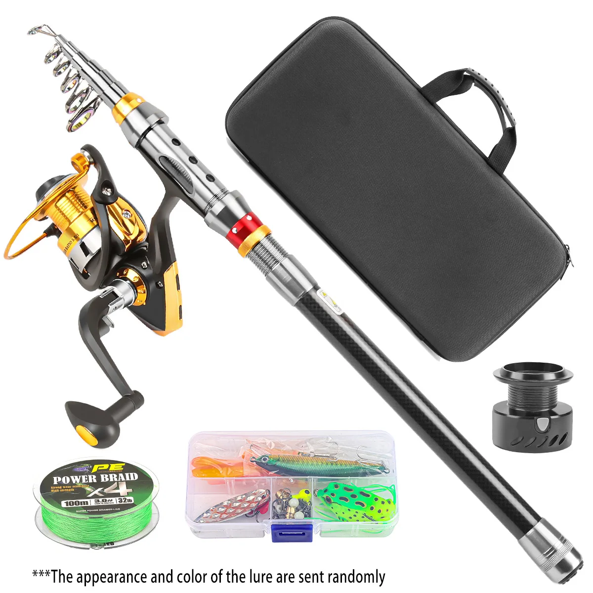 Caña de pescar de carbono Luya, juego de aparejos de pesca de viaje portátil retráctil, caña de lanzamiento, caña de pescar de mar de lanzamiento lejano