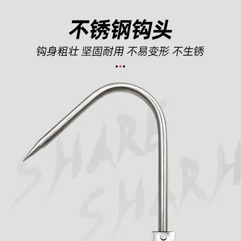 Anzuelo telescópico de acero inoxidable para pesca, caña de aleación de aluminio para barco de hielo de agua salada - imagen 3