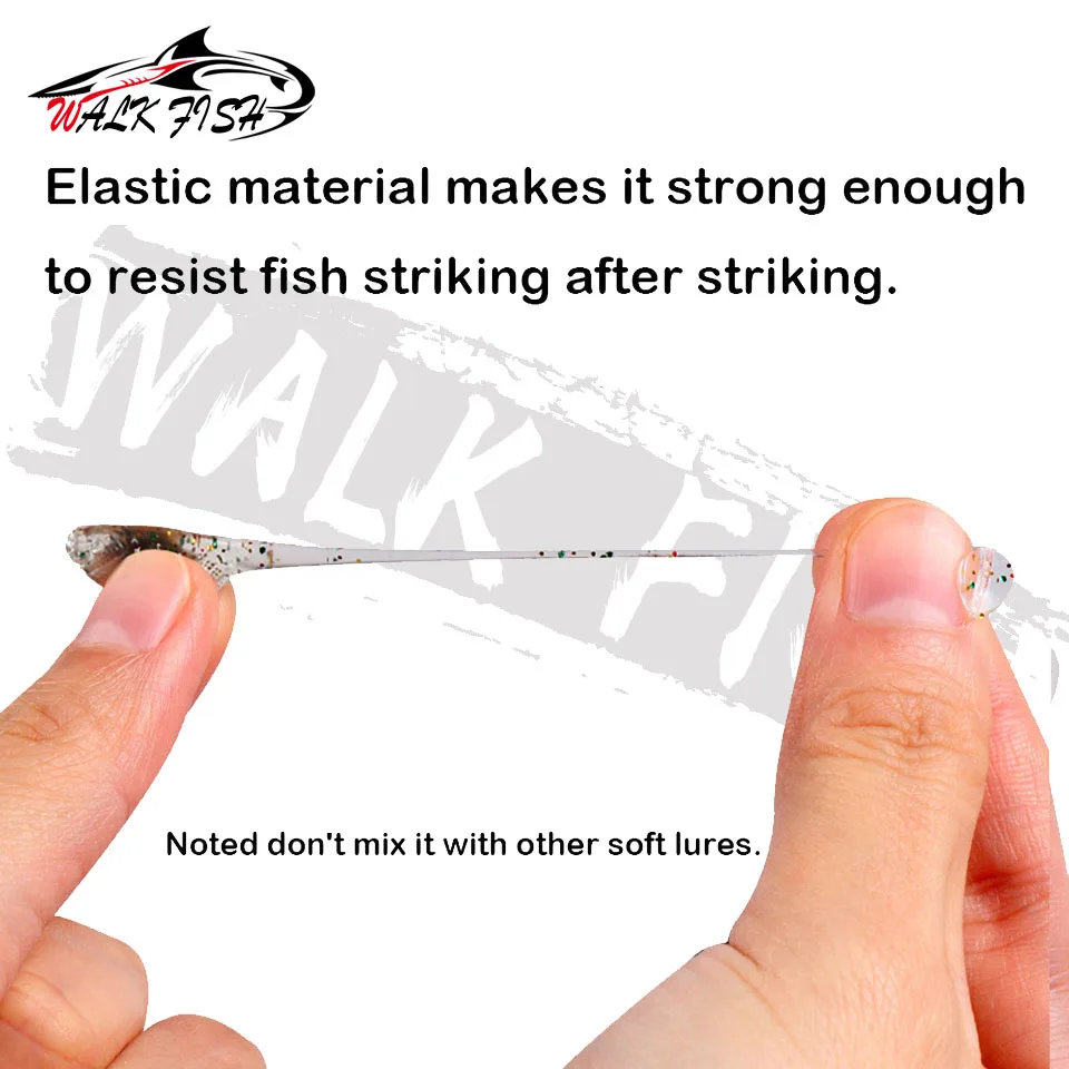 WALK FISH-SEÑUELOS DE gusano suave para pesca, cebo de silicona de 5cm y 0,8g, 12 piezas, TPE, Swimbait, gusanos, Jigging, trucha, Wobblers - imagen 2