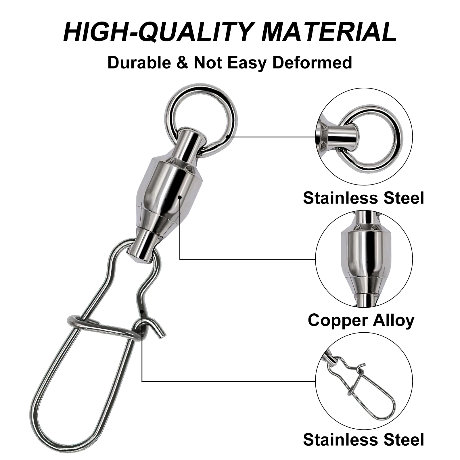 Goture-conector de pesca de acero, alfileres giratorios de rodamiento, accesorios de aparejos de pesca de Lucio, juego de señuelos giratorios de anzuelo - imagen 5