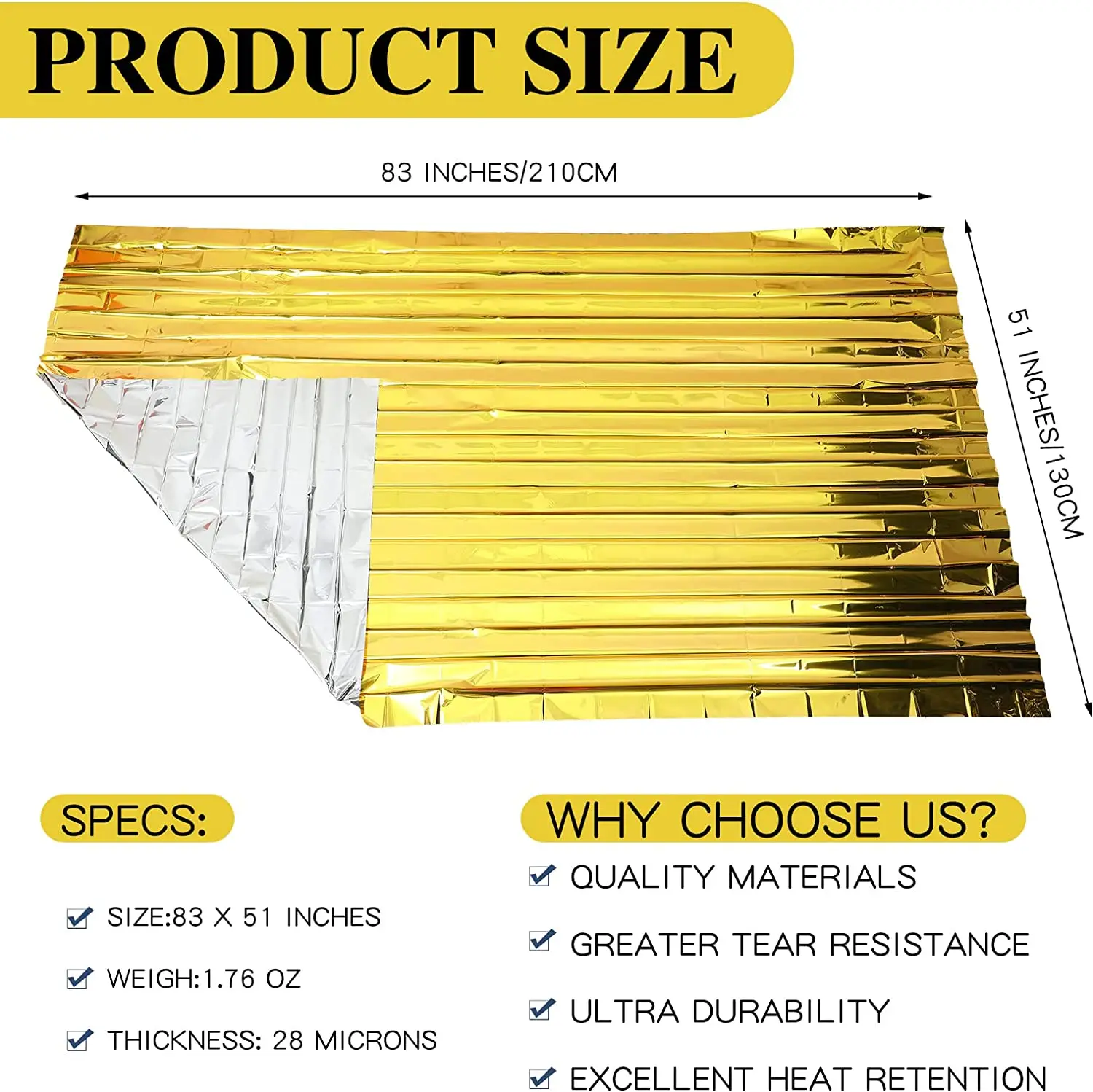 Manta de supervivencia de plata dorada para emergencias al aire libre, cortina de rescate de primeros auxilios impermeable, lámina térmica militar, 5-30 cm - imagen 2