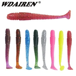16 Uds Jigging Wobblers gusanos cebo suave 5cm 1g olor a pescado aparejos de silicona cebo Artificial cola Swimbaits Bass carpa Pesca