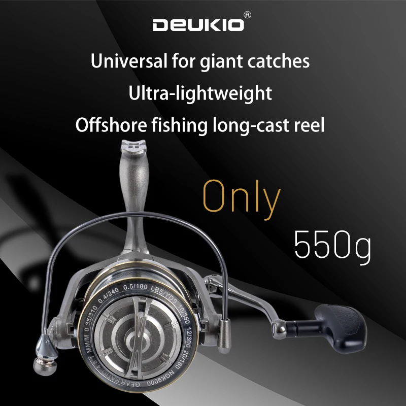 Carrete de pesca giratorio DEUKIO 8000 9000 10000 12000 14000 rodamiento de acero inoxidable 25KG arrastre carrete potente agua salada agua dulce - imagen 3