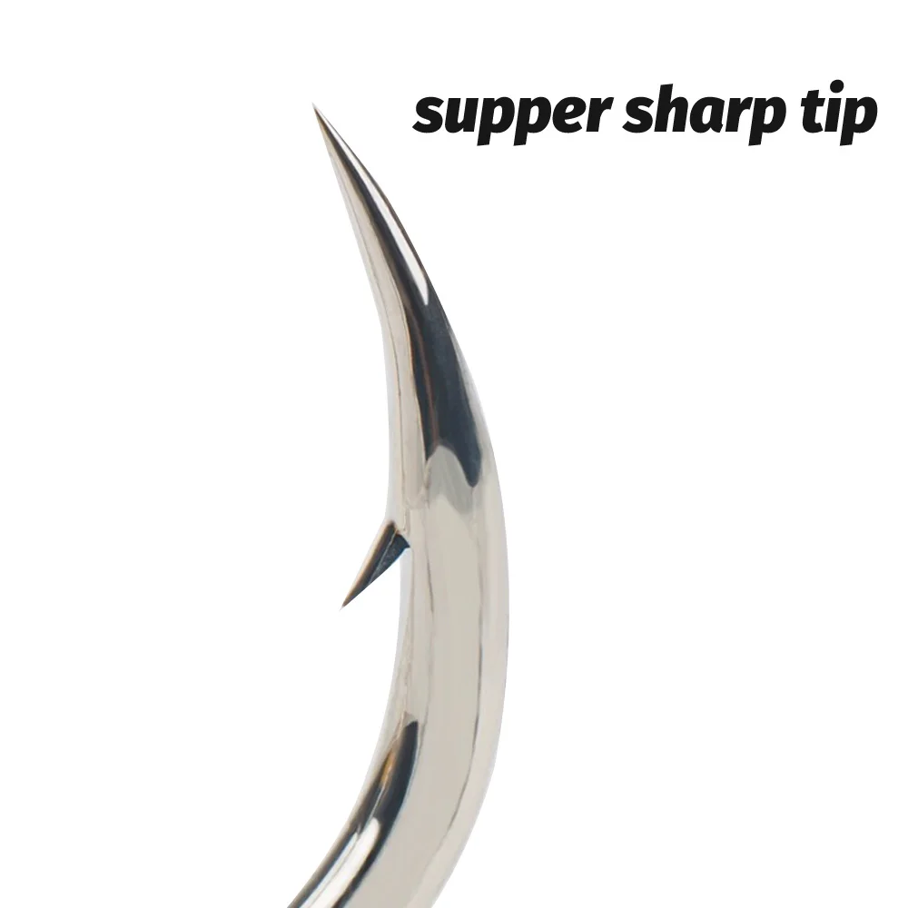 10 Uds anzuelo grande 1/0-7/0 Super anzuelo de aleación de acero Gaff con púas antioxidante ángulo afilado radiano curva atún anzuelos circulares de pesca - imagen 4