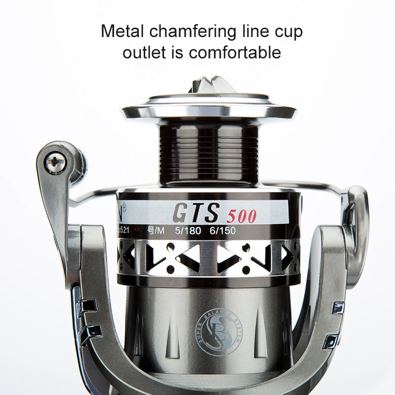 TEBEN-carrete de pesca giratorio de GTS100-600, accesorio de Metal, arrastre máximo de 18KG, mango de acero inoxidable, para agua de mar, carpa, hielo, invierno, 5,2: 1 pesca carrete de pesca carrete de pesca carretes - imagen 3
