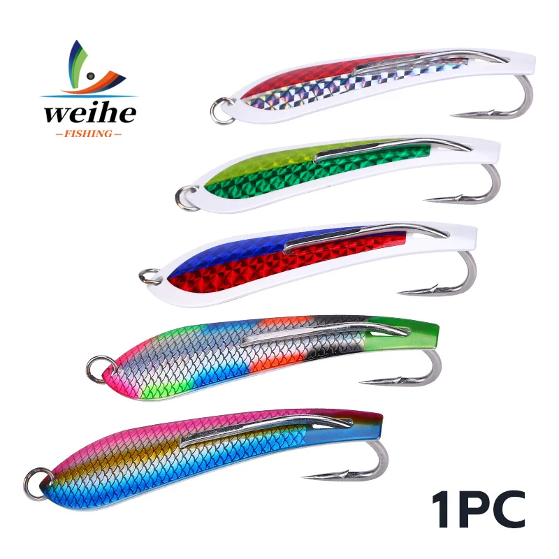 WEIHE 1 Uds. Gancho de cuerno de arco de pesca de remolque tipo A 12,5 cm38,7g material de acero inoxidable pesca en barco de aguas profundas lentejuelas grandes