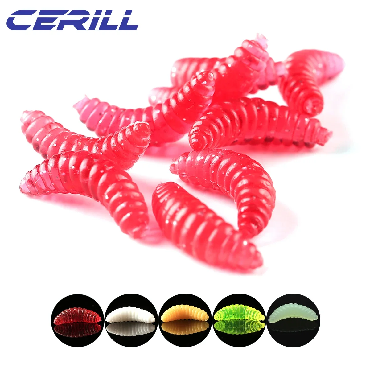 Ceril-señuelo de pesca suave de silicona, gusano brillante, lubina, Larva, Swimbait, gusano de tierra, 2cm, 100g, lote de 0,4 unidades - imagen 5