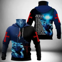 Sudadera 3D estampada Jesús y Caballeros Templarios – Unisex cálida con capucha