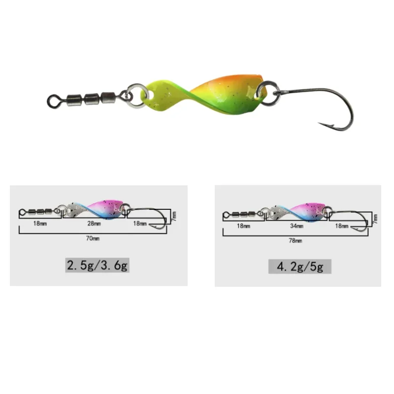 MUKUN 5 uds. Señuelos de cucharas de pesca, señuelos intermitentes para trucha, giradores giratorios de pesca duros, cebos giratorios para agua dulce y salada - imagen 3