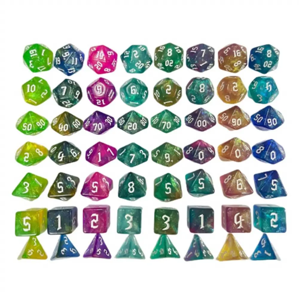 7 unids/set 7-Die juego de mesa dados DND colores dobles juego de fiesta dados poliédricos acrílico D4 D6 D8 D10 D12 D20 dados de juego TRPG DND