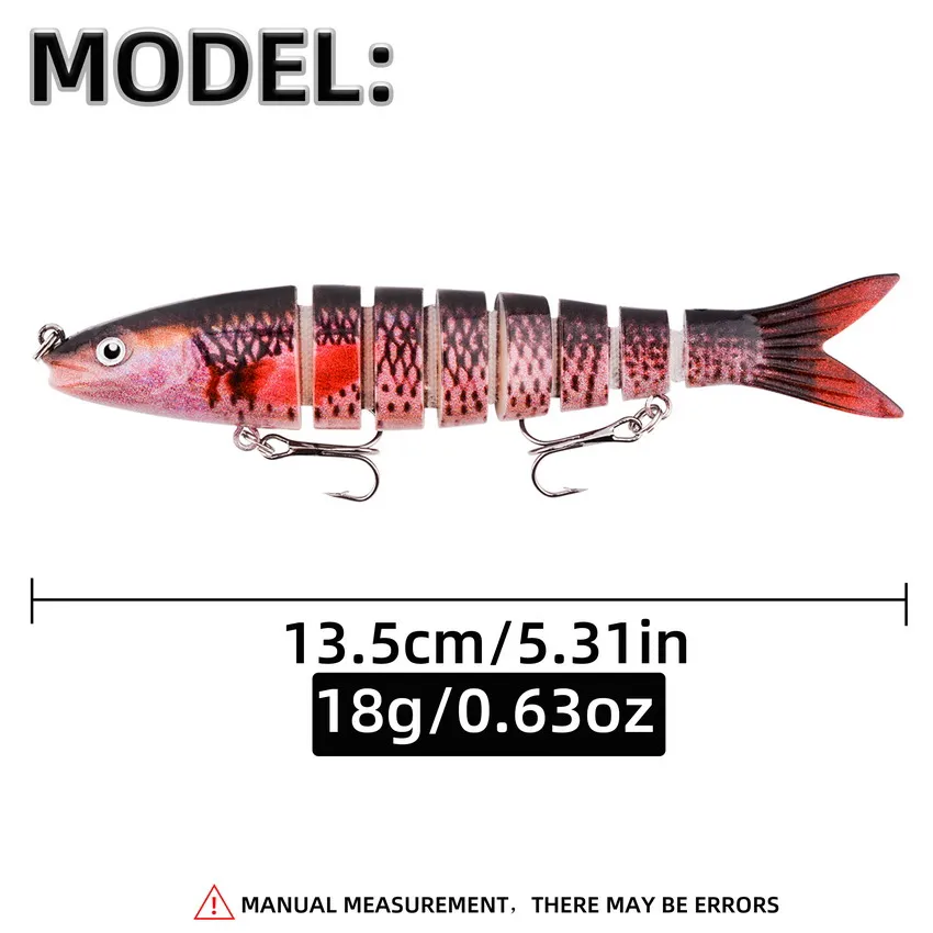 1 Uds 18g 13,5 cm Wobblers para pesca cebo Artificial duro multiarticulado Swimbait Crankbait aparejos de señuelo de pesca realistas - imagen 5
