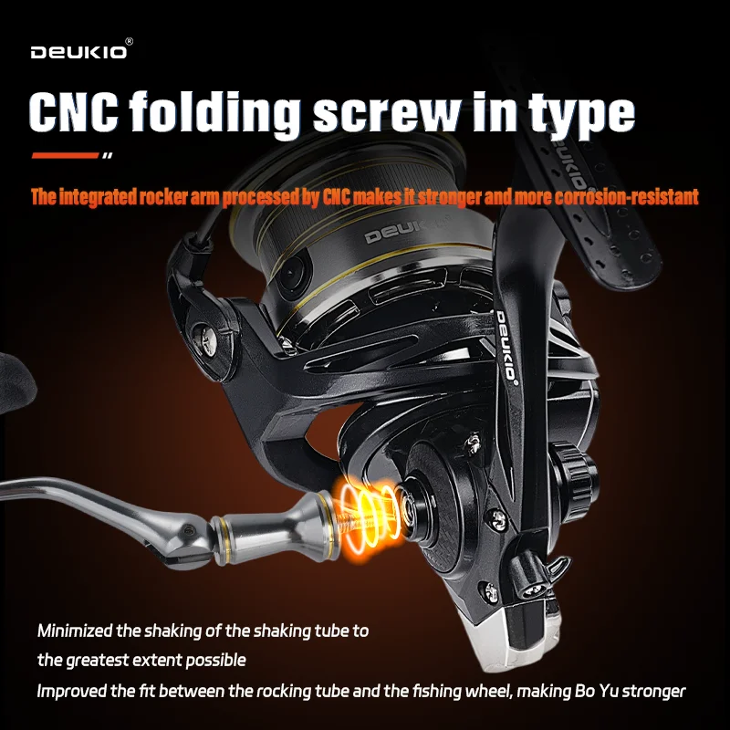 Carrete giratorio DEUKIO de tiro largo 7 + 1BB 18lb arrastre 4,7: 1 carrete de pesca de fundición de Surf grande de agua dulce y salada serie 4500-8500 - imagen 4