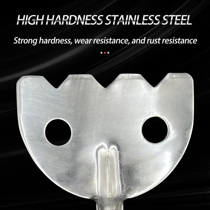 Pala de cebo para camarones de acero inoxidable, mango de madera, borde dentado, 2 agujeros, pala para camarones ajustable mixta, equipo de pesca con cebo - imagen 2