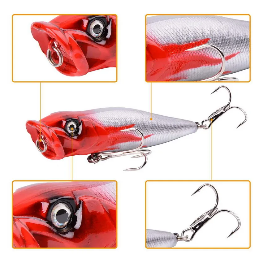 Señuelo de Pesca grande Popper, cebo Topwater Crankbait Wobblers, aparejos Isca Poper, Japón, 9,5 cm, 12g, ojos 3d, 1 unidad - imagen 3