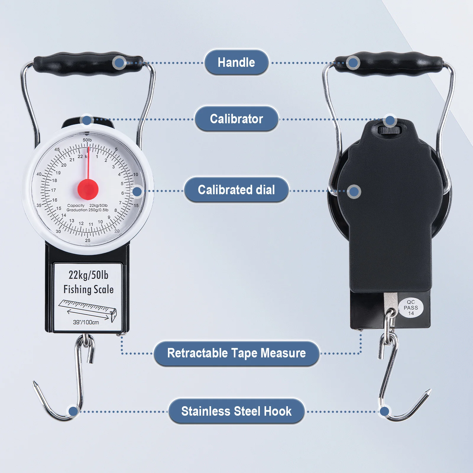 Herramienta de pesca Goture, báscula colgante mecánica para cocina y pesca de peces, báscula de peso portátil multiusos con esfera de mano