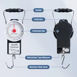 Herramienta de pesca Goture, báscula colgante mecánica para cocina y pesca de peces, báscula de peso portátil multiusos con esfera de mano