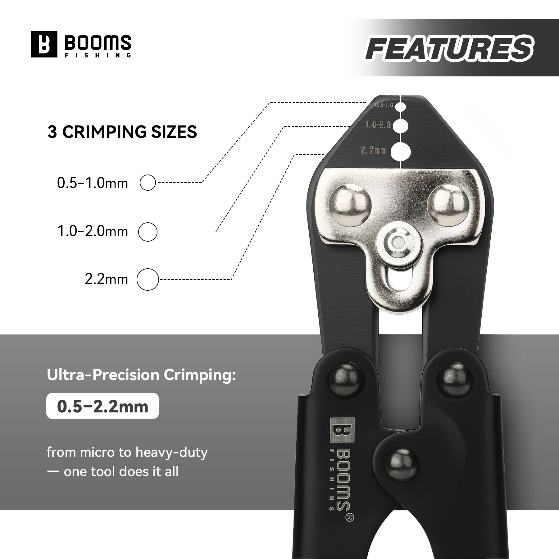 Booms Fishing XW42 alicates de prensado de pesca con 140 unids/set para doble tubo 4 tamaños sedal barril mangas de prensado herramientas - imagen 2